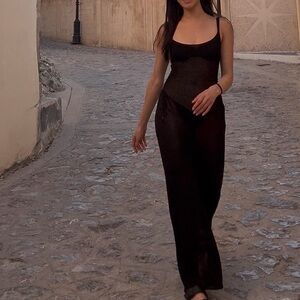 Black Sparkly Sheer Swim Coverup Dress